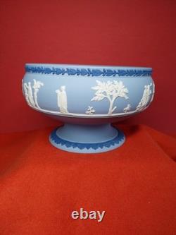Wedgwood Blue Jasperware Tricolour Imperial Pedestal Bowl Neoclassical