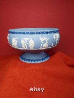Wedgwood Blue Jasperware Tricolour Imperial Pedestal Bowl Neoclassical