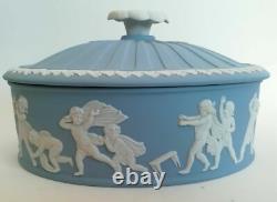 Wedgwood Blue Jasperware Trinket Box Blind Mans Buff