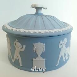 Wedgwood Blue Jasperware Trinket Box Blind Mans Buff