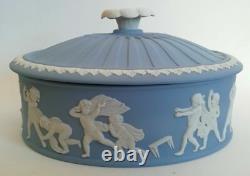 Wedgwood Blue Jasperware Trinket Box Blind Mans Buff