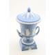 Wedgwood Blue Jasperware Twin Handled Campana Pedestal Urn Vase