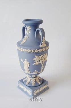 Wedgwood Blue Jasperware Twin Handled Vase Trophy Urn
