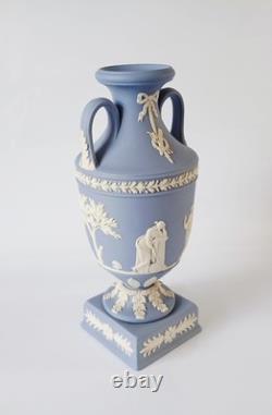 Wedgwood Blue Jasperware Twin Handled Vase Trophy Urn