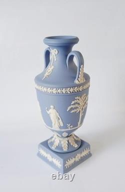 Wedgwood Blue Jasperware Twin Handled Vase Trophy Urn