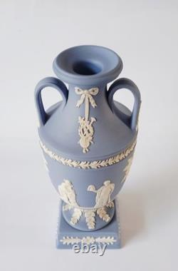 Wedgwood Blue Jasperware Twin Handled Vase Trophy Urn