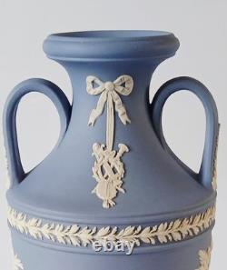 Wedgwood Blue Jasperware Twin Handled Vase Trophy Urn