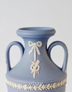 Wedgwood Blue Jasperware Twin Handled Vase Trophy Urn
