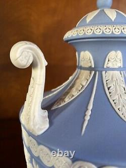 Wedgwood Blue Jasperware Urn Vase With Lid Muses