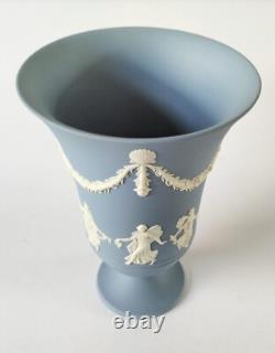 Wedgwood Blue Jasperware Vase Dancing Hours Footed