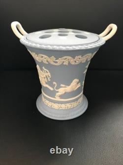 Wedgwood Blue Jasperware Vase Twin Handled Centaur Chiron and Achilles