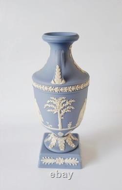 Wedgwood Blue Jasperware Vase Twin Handled Trophy Urn