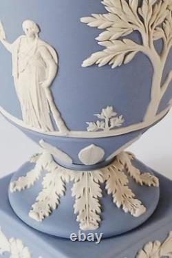 Wedgwood Blue Jasperware Vase Twin Handled Trophy Urn