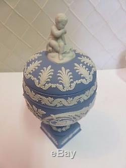 Wedgwood Blue Jasperware Vase Urn with Cover c. 1969