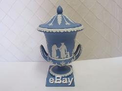 Wedgwood Blue Jasperware Vase Urn with Lid 1957