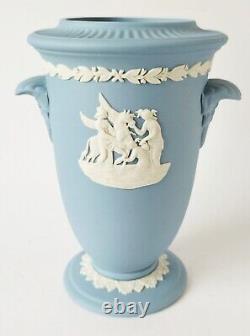 Wedgwood Blue Jasperware Vase x 2 Muses Watering Pegasus