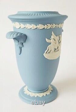 Wedgwood Blue Jasperware Vase x 2 Muses Watering Pegasus