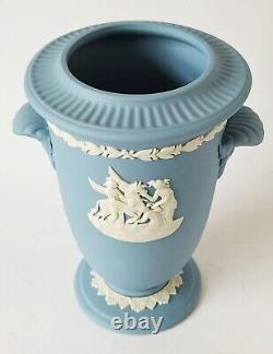 Wedgwood Blue Jasperware Vase x 2 Muses Watering Pegasus