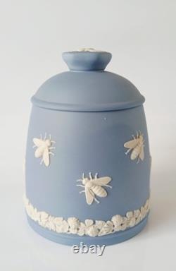 Wedgwood Blue Jasperware Welsh Bee Keepers Association Honey Pot Boxed