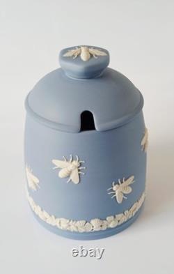 Wedgwood Blue Jasperware Welsh Bee Keepers Association Honey Pot Boxed