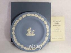 Wedgwood Blue Jasperware Zodiac Dishes Plates 4.33 in Set of 12 Used