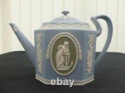 Wedgwood Blue White & Green Jasper Cameo Tea Set Excellent Condition