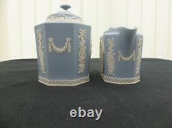 Wedgwood Blue White & Green Jasper Cameo Tea Set Excellent Condition