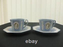 Wedgwood Blue White & Green Jasper Cameo Tea Set Excellent Condition