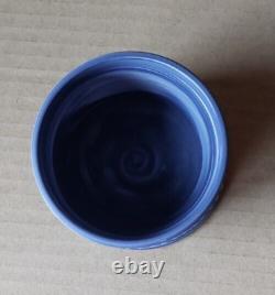 Wedgwood Blue & White Jasper Ware Swirled Marbled Short Vase Pot RARE