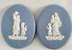 Wedgwood Blue And White Jasperware Pram Plaques Oval Plaques