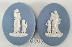 Wedgwood Blue and White Jasperware Pram Plaques Oval Plaques