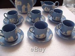 Wedgwood Blue jasperware Coffee set in excellent condition
