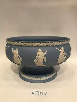 Wedgwood Blue jasperware Dancing Hours Pedestal Bowl in excellent condition