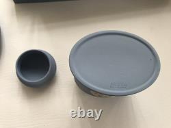 Wedgwood Blue jasperware Inkpot and Tray in excellent condition(original box)