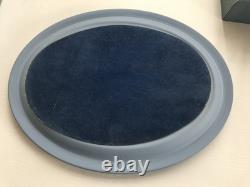 Wedgwood Blue jasperware Inkpot and Tray in excellent condition(original box)