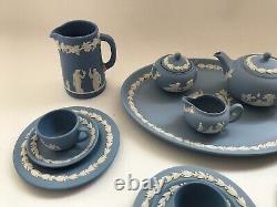 Wedgwood Blue jasperware Miniature Tea pot and cups/saucers/side plates etc