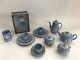 Wedgwood Blue Jasperware Miniature Tea/coffee Set Pieces In Excellent Condition