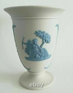 Wedgwood Blue on White Jasperware Footed Vase