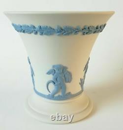Wedgwood Blue on White Jasperware Four Seasons Trumpet Vase