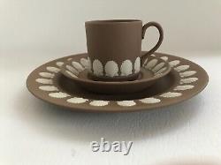 Wedgwood Brown Jasperware Shell Design Trio In Excellent Condition