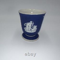Wedgwood Bud Vase Cobalt Blue Jasperware Goddess Angels England 3.25 Antique