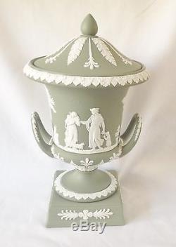 Wedgwood Campagna Vase and Lid Green Jasperware