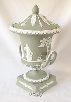 Wedgwood Campagna Vase and Lid Green Jasperware