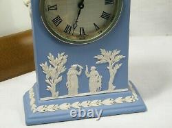 Wedgwood Cathedral Jasper Ware Clock in Blue with Swiss movement Superb