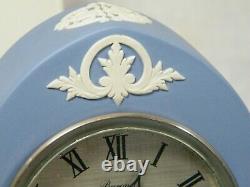 Wedgwood Cathedral Jasper Ware Clock in Blue with Swiss movement Superb