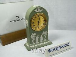 Wedgwood Cathedral Jasper Ware Clock in Green with Swiss movement Superb