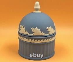 Wedgwood China Blue Jasperware Acanthus, Acorn, Oak leaf dome trinket box