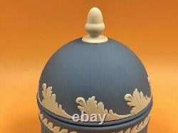 Wedgwood China Blue Jasperware Acanthus, Acorn, Oak leaf dome trinket box