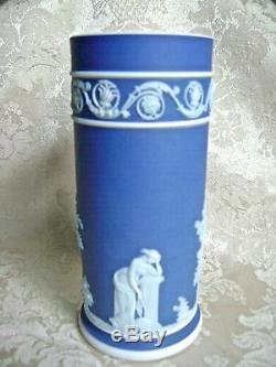 Wedgwood Cobalt Blue Dip Jasperware Arcadian Spill Vase Mint Condition