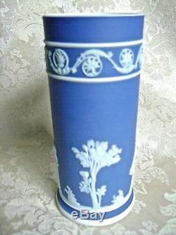 Wedgwood Cobalt Blue Dip Jasperware Arcadian Spill Vase Mint Condition